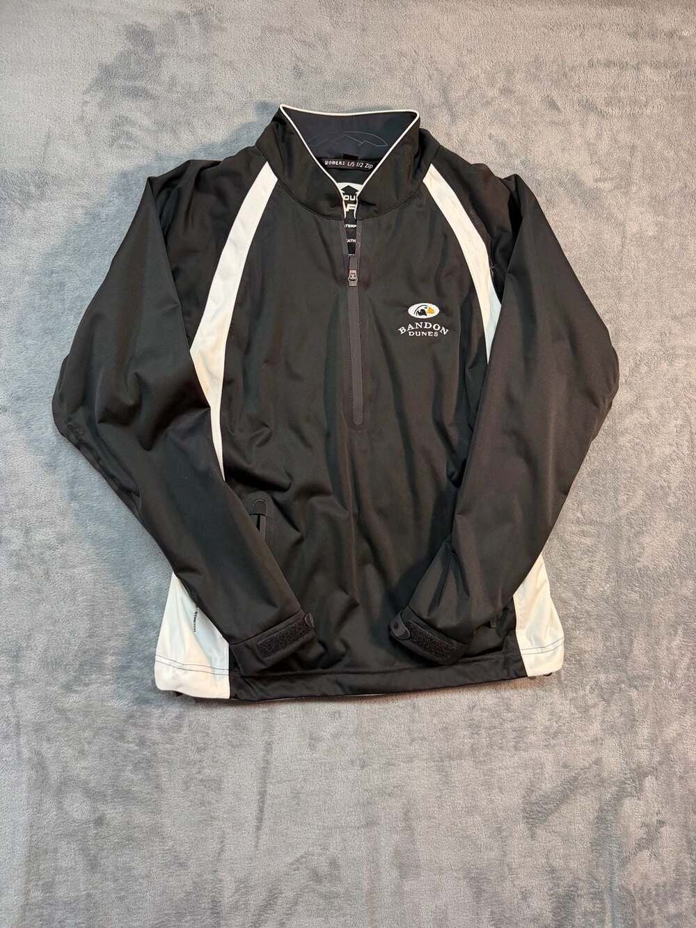 Sun Mountain Rainflex Bandon Dunes Golf Women's 1/2 Zip Jacket Black White Small